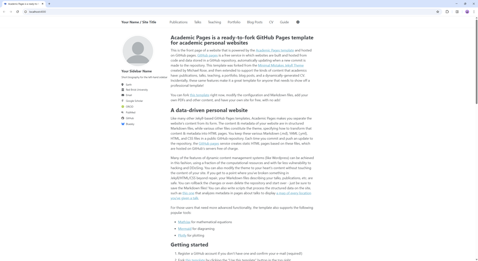 Academic Pages template example